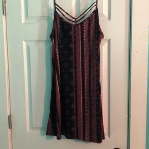 Maroon and navy pattered sun dress